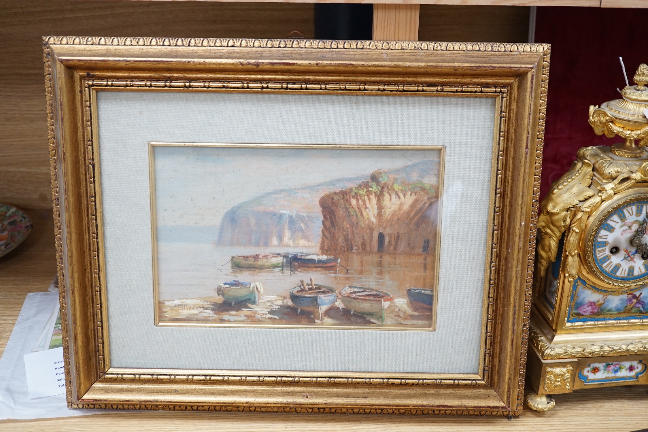 Antonio Moccia, oil on board, 'Coastal scene, Sorrento', signed, 19 x 28cm